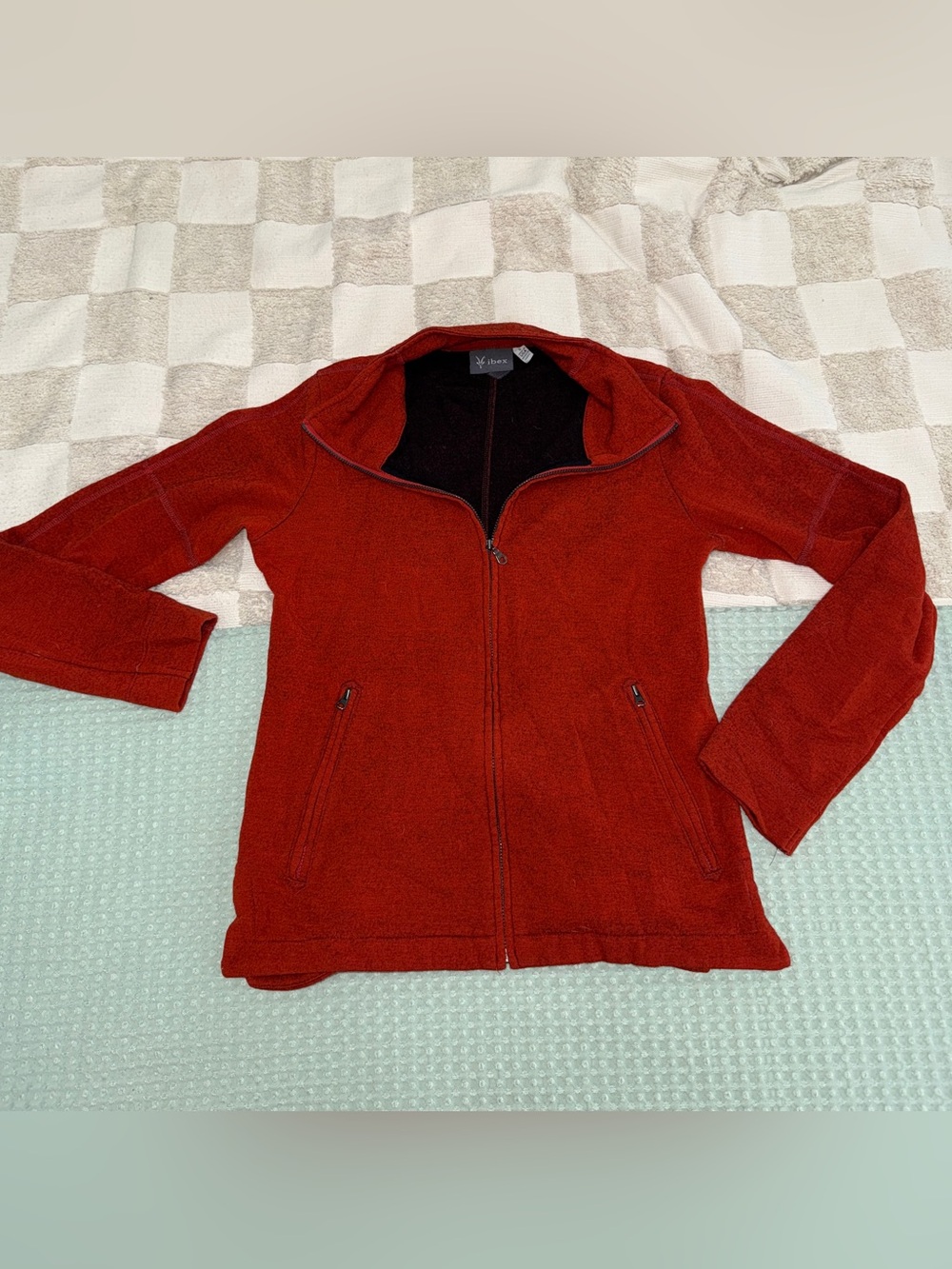 Ibex Women's Red Full-Zip Fleece Jacket Made in USA size S